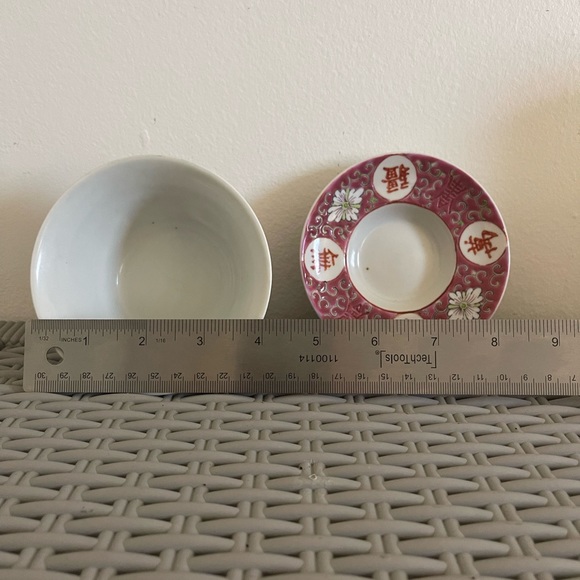 Antique Chinese Jiangxi, Jingdezhen Longevity Cup and matching Saucer hand paint - Picture 13 of 13